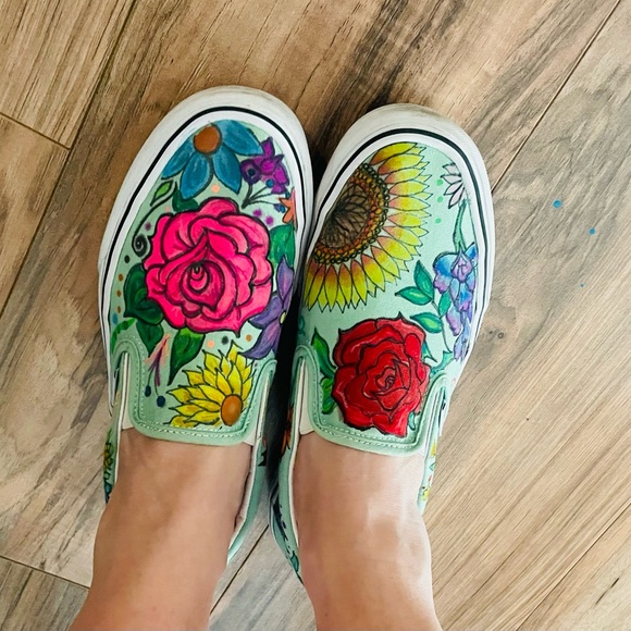Vans Shoes - Custom painted floral vans